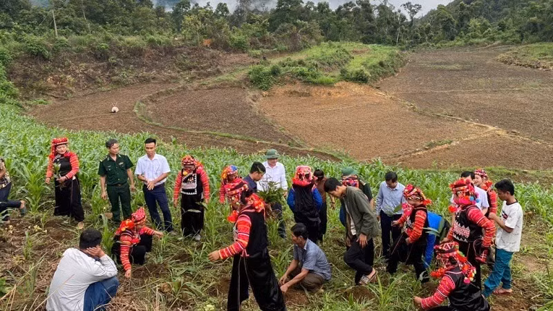 Hưởng ứng các nội dung đề án xây dựng điểm khu dân cư biên giới, nhân dân bản Tả Ló San đã cùng nhau trồng cây, giữ gìn cảnh quan môi trường xanh-sạch-đẹp.