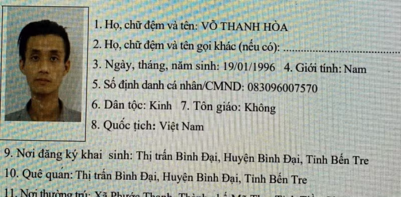 Một số thông tin đối tượng Võ Thanh Hòa. Một số thông tin đối tượng Võ Thanh Hòa.