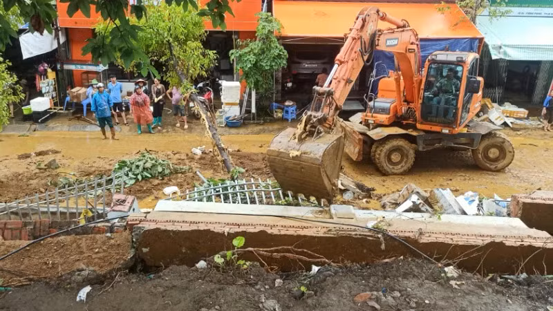 Mưa lớn gây thiệt hại về cơ sở hạ tầng tại thành phố Lai Châu.