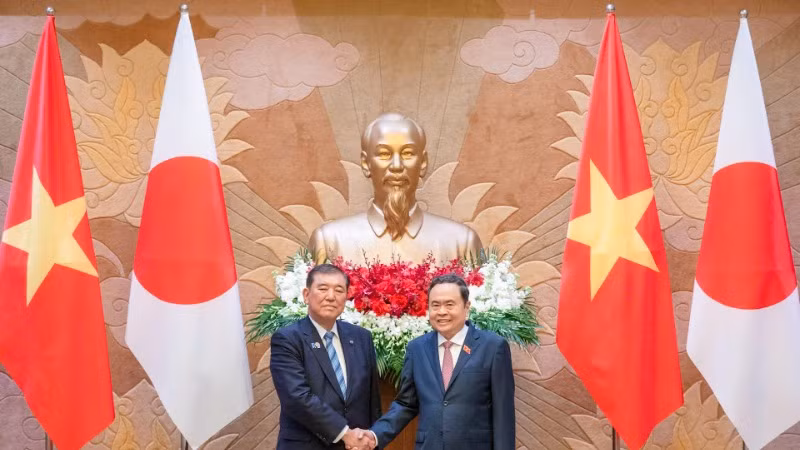 Chủ tịch Quốc hội Trần Thanh Mẫn và Thủ tướng Nhật Bản Ishiba Shigeru. (Ảnh: ĐĂNG ANH)