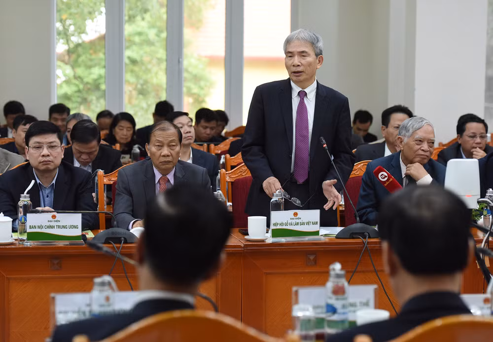 Đại diện lãnh đạo Hiệp hội gỗ và lâm sản Việt Nam phát biểu. Đại diện lãnh đạo Hiệp hội gỗ và lâm sản Việt Nam phát biểu.