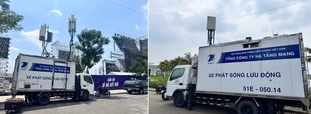 Xe phát sóng lưu động của VNPT đã có mặt tại các điểm tổ chức sự kiện để tăng cường chất lượng dịch vụ, phục vụ khách hàng
