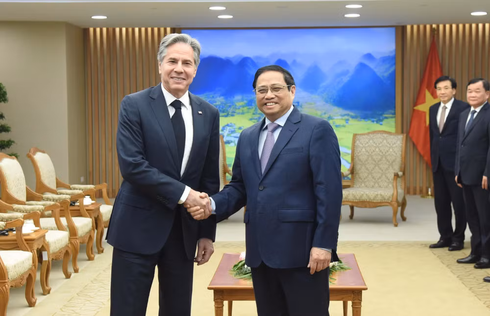 Thủ tướng Phạm Minh Chính đón Bộ trưởng Ngoại giao Hoa Kỳ Antony Blinken.