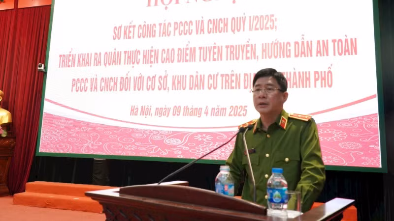 Trung tướng Nguyễn Tuấn Anh, Cục trưởng Cảnh sát Phòng cháy, chữa cháy và cứu nạn, cứu hộ phát biểu.