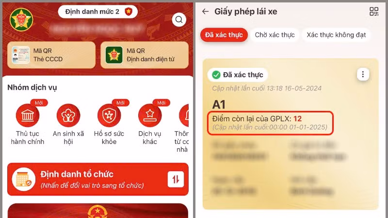 Điểm giấy phép lái xe sẽ được tự động cập nhật khi công dân sử dụng dịch vụ công mức độ 2. 