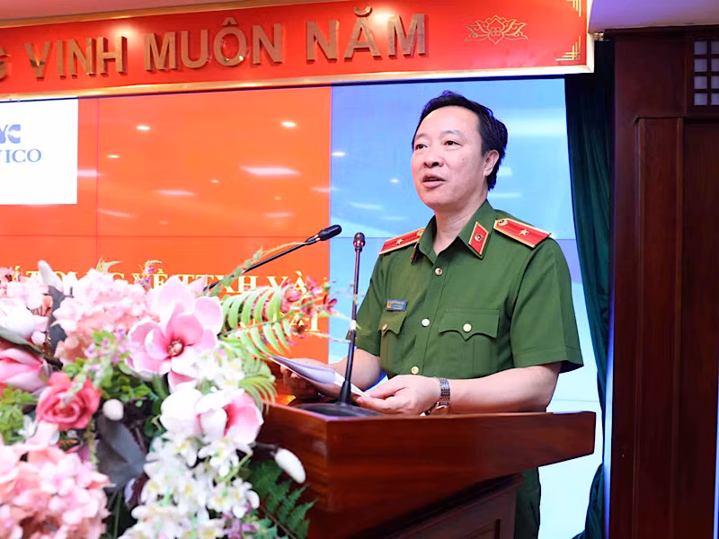 Thiếu tướng Nguyễn Ngọc Cương, Cục trưởng C06 phát biểu tại lễ ký kết.
