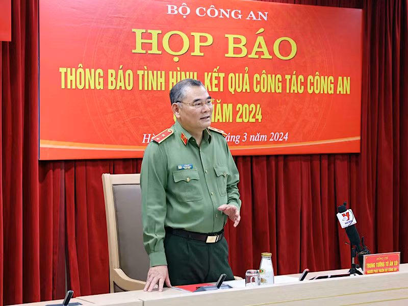 Trung tướng Tô Ân Xô, Người phát ngôn Bộ Công an chủ trì họp báo. Trung tướng Tô Ân Xô, Người phát ngôn Bộ Công an chủ trì họp báo.