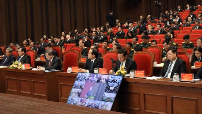 Các đại biểu dự Hội nghị tại điểm cầu trung tâm.