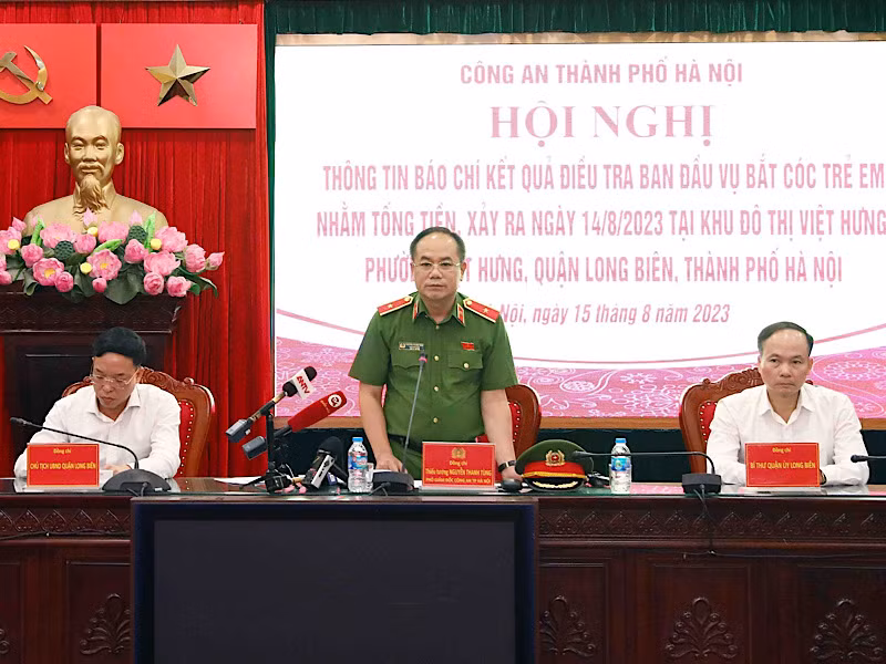 Thiếu tướng Nguyễn Thanh Tùng, Phó Giám đốc Công an TP Hà Nội chủ trì hội nghị.