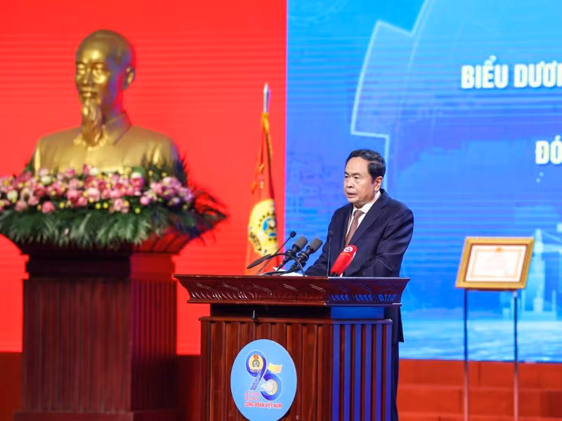 Chủ tịch Quốc hội Trần Thanh Mẫn phát biểu chỉ đạo tại buổi lễ. (Ảnh Duy Linh)
