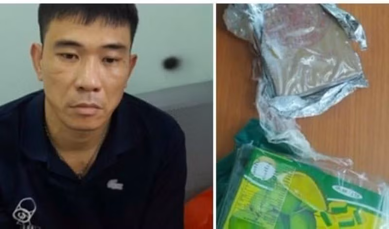 Đối tượng Hoàng Văn Tú và tang vật. Ảnh: Đức Tuấn