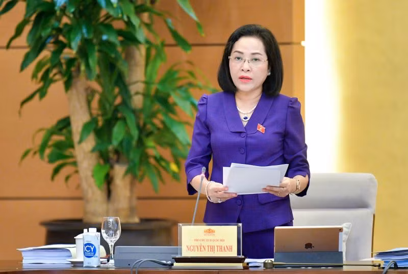 Phó Chủ tịch Nguyễn Thị Thanh điều hành nội dung phiên họp.