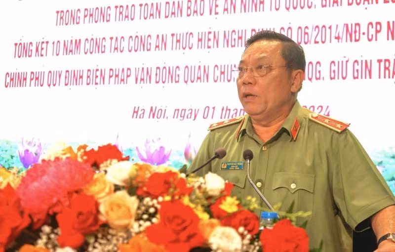 Giám đốc Công an thành phố Hà Nội, Trung tướng Nguyễn Hải Trung phát biểu tại hội nghị. Giám đốc Công an thành phố Hà Nội, Trung tướng Nguyễn Hải Trung phát biểu tại hội nghị.