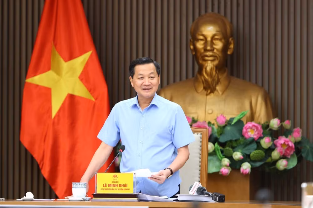 Phó Thủ tướng Lê Minh Khái phát biểu kết luận cuộc họp.
