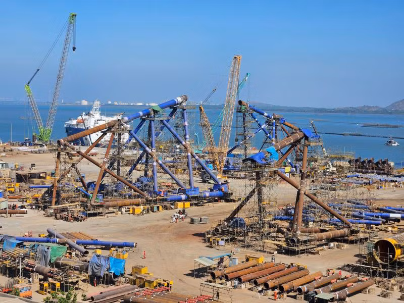 Một góc đại công trường nhìn từ trên cao ở cảng PTSC rộng hơn 200ha tại phường 9, thành phố Vũng Tàu.