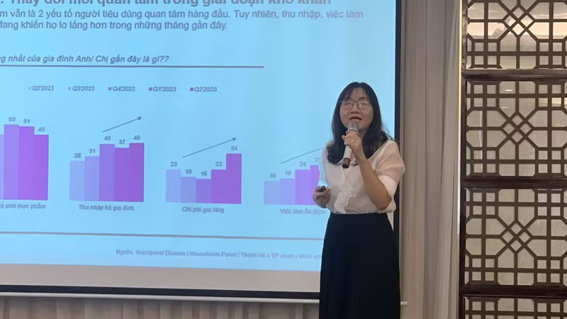 Bà Nguyễn Phương Nga, Giám đốc Phát triển kinh doanh cấp cao Kantar Việt Nam phát biểu. Bà Nguyễn Phương Nga, Giám đốc Phát triển kinh doanh cấp cao Kantar Việt Nam phát biểu.