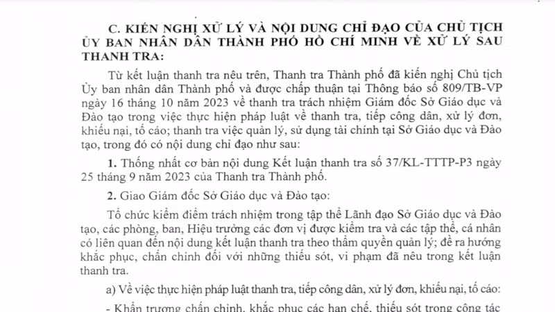 Thông báo kết luận thanh tra.