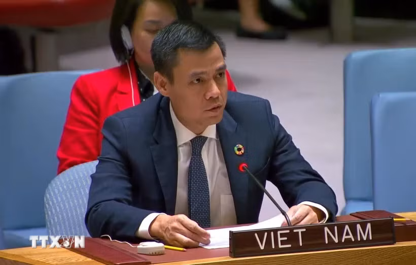 Đại sứ Đặng Hoàng Giang, Trưởng Phái đoàn Thường trực Việt Nam tại Liên hợp quốc. (Ảnh: Thanh Tuấn/TTXVN)