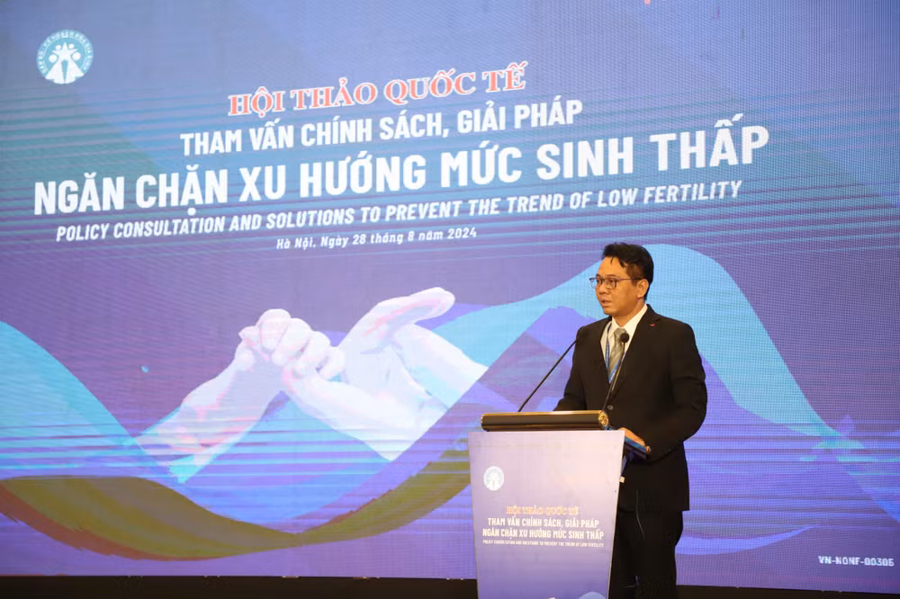 Ông Phạm Vũ Hoàng, Phó Cục trưởng Cục Dân số, Bộ Y tế thông tin về mức sinh tại Việt Nam thời gian qua.