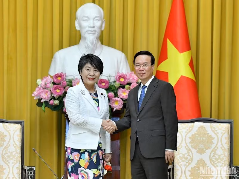 Chủ tịch nước Võ Văn Thưởng tiếp Bộ trưởng Ngoại giao Nhật Bản Kamikawa Yoko. (Ảnh: ĐĂNG KHOA)