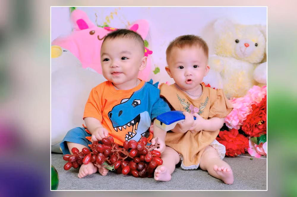 Hai thiên thần của vợ chồng anh Chua và chị Xía.