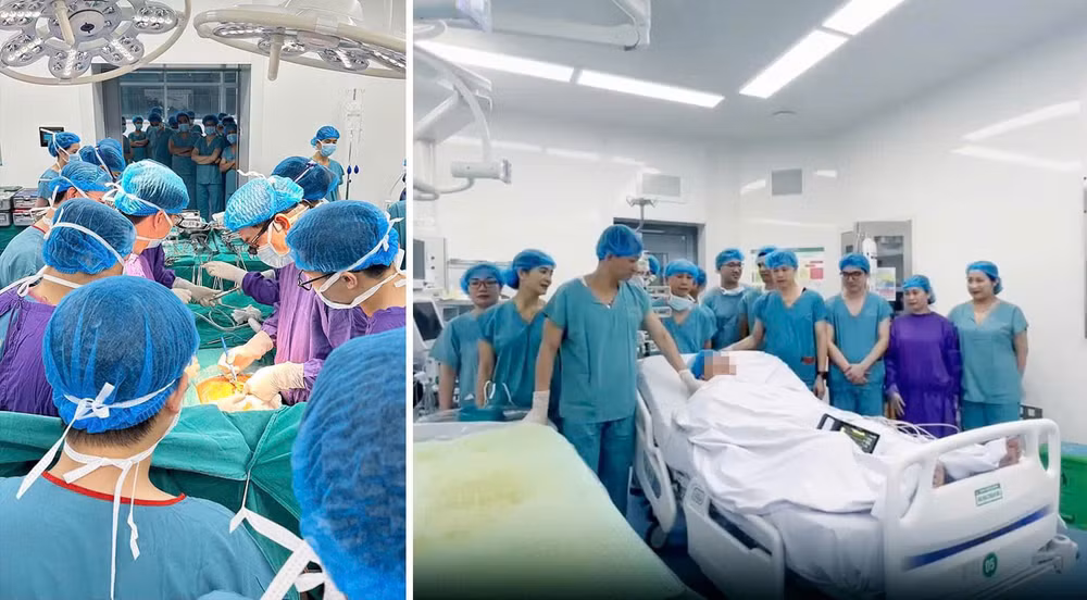 Các bác sĩ tiến hành ca ghép gan.