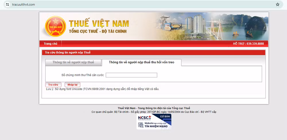 Tổng cục Thuế cảnh báo website giả mạo có tên miềnhttps://tracuutthvt.com/
