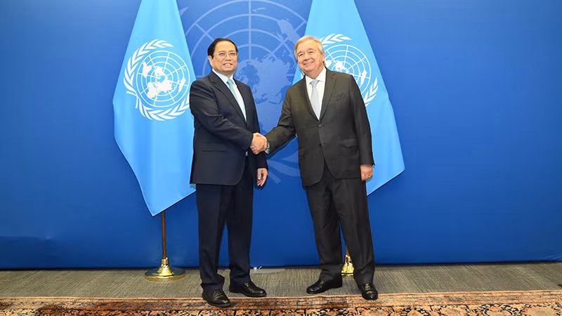 Thủ tướng Phạm Minh Chính và Tổng Thư ký Liên hợp quốc Antonio Guterres.
