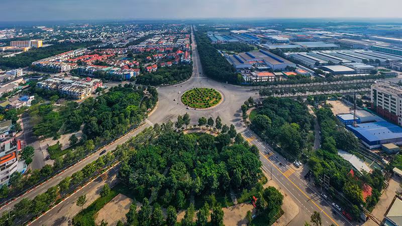 Một góc Khu công nghiệp-đô thị-dịch vụ Mỹ Phước do Tổng Công ty Becamex IDC đầu tư phát triển tại Bình Dương.