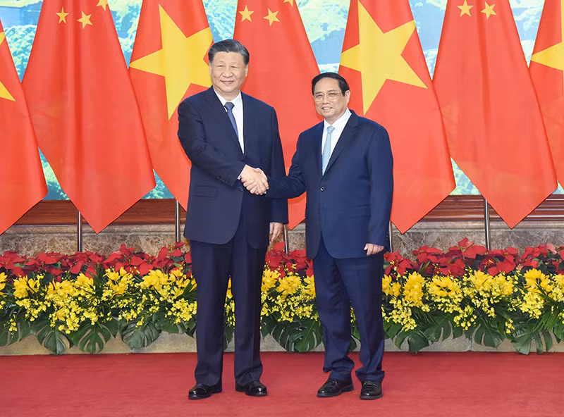 Thủ tướng Phạm Minh Chính và Tổng Bí thư, Chủ tịch Trung Quốc Tập Cận Bình. Thủ tướng Phạm Minh Chính và Tổng Bí thư, Chủ tịch Trung Quốc Tập Cận Bình.