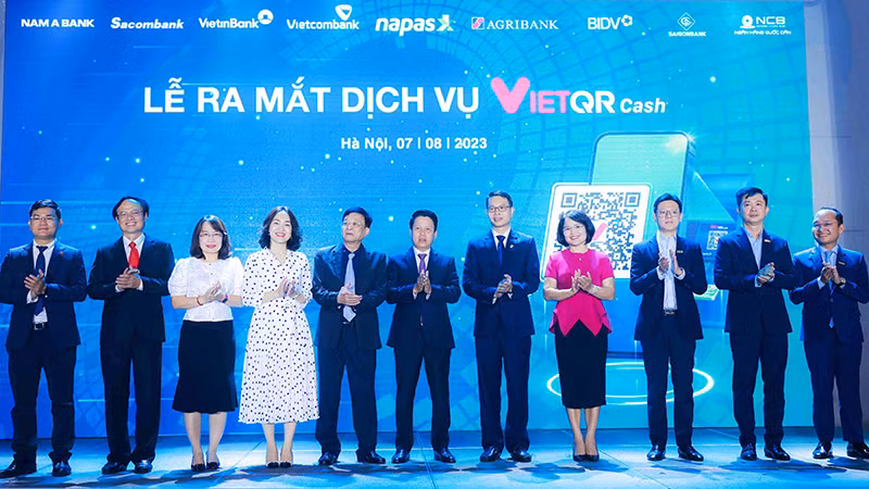 Lễ ra mắt dịch vụ VietQRCash, Nam A Bank là 1 trong 8 ngân hàng đầu tiên triển khai dịch vụ này.