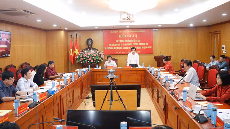 Toàn cảnh hội nghị ở điểm cầu chính - cơ quan Đảng ủy Khối các cơ quan trung ương.
