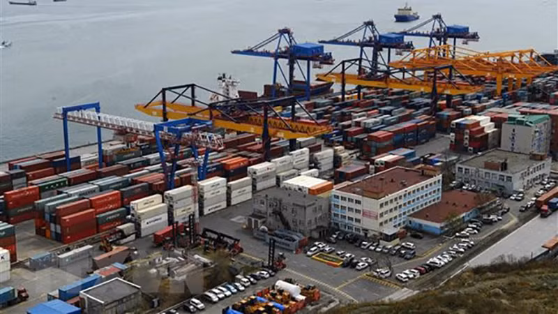 Cảng hàng hóa Vladivostok ở vùng Viễn Đông nước Nga. (Ảnh: AFP/TTXVN)
