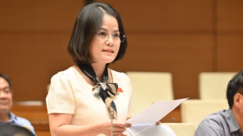 Đại biểu Nguyễn Hoàng Bảo Trân phát biểu. (Ảnh: BÙI GIANG) Đại biểu Nguyễn Hoàng Bảo Trân phát biểu. (Ảnh: BÙI GIANG)