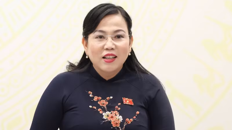 Bà Nguyễn Thanh Hải, Trưởng Ban Công tác đại biểu thuộc Ủy ban Thường vụ Quốc hội phát biểu tại họp báo. (Ảnh: DUY LINH)