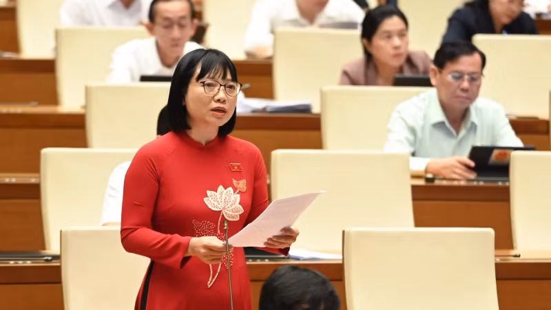 Đại biểu Nguyễn Thị Việt Nga (Hải Dương) phát biểu. (Ảnh: BÙI GIANG) Đại biểu Nguyễn Thị Việt Nga (Hải Dương) phát biểu. (Ảnh: BÙI GIANG)