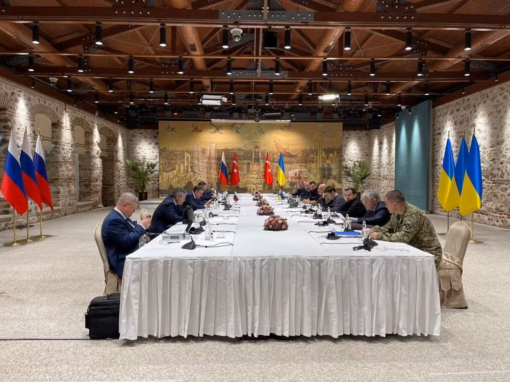 Cuộc đàm phán giữa phái đoàn Nga và Ukraine tại Istanbul, Thổ Nhĩ Kỳ ngày 29/3/2022. (Ảnh: REUTERS)