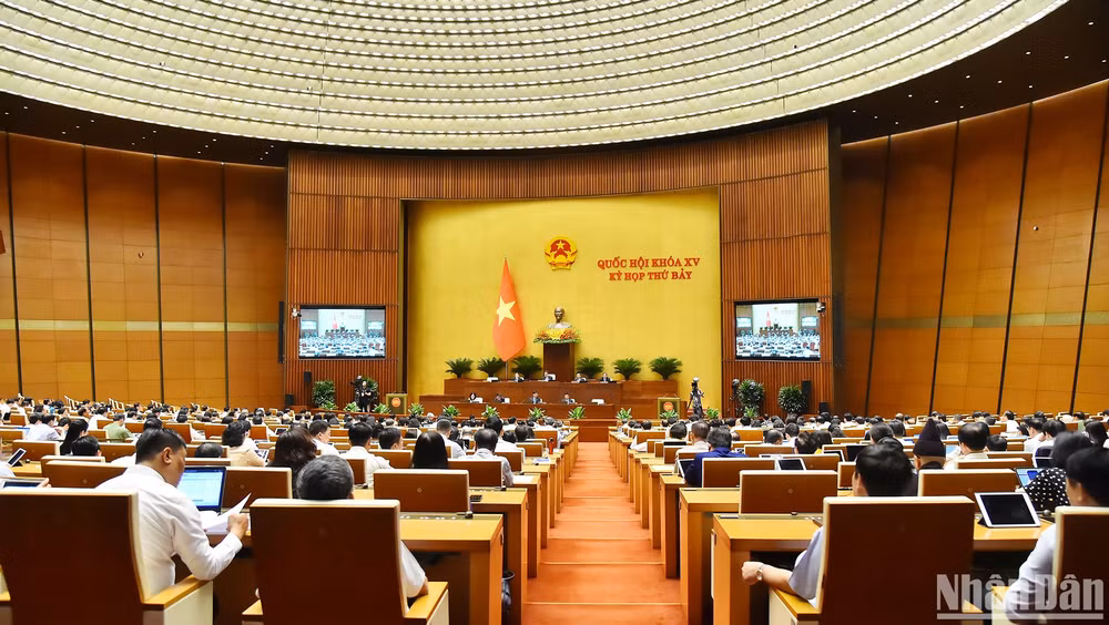 Quang cảnh phiên họp của Quốc hội chiều 21/5. (Ảnh: THỦY NGUYÊN)