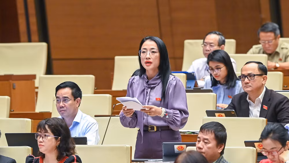 Đại biểu Trần Khánh Thu (Thái Bình) phát biểu. (Ảnh: DUY LINH) Đại biểu Trần Khánh Thu (Thái Bình) phát biểu. (Ảnh: DUY LINH)