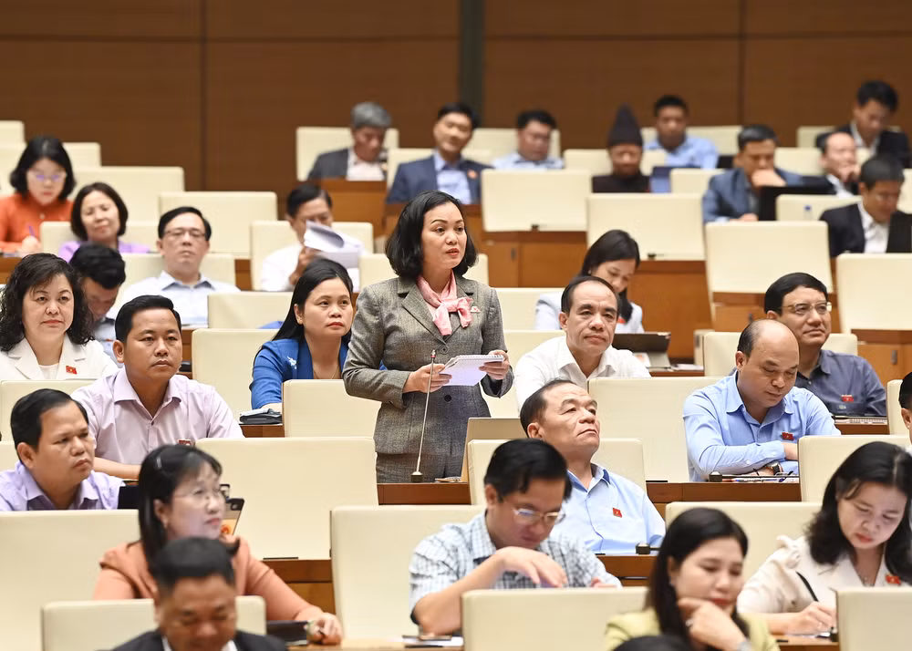 Đại biểu Huỳnh Thị Phúc - Đoàn đại biểu Quốc hội tỉnh Bà Rịa-Vũng Tàu phát biểu. (Ảnh: THỦY NGUYÊN) Đại biểu Huỳnh Thị Phúc - Đoàn đại biểu Quốc hội tỉnh Bà Rịa-Vũng Tàu phát biểu. (Ảnh: THỦY NGUYÊN)
