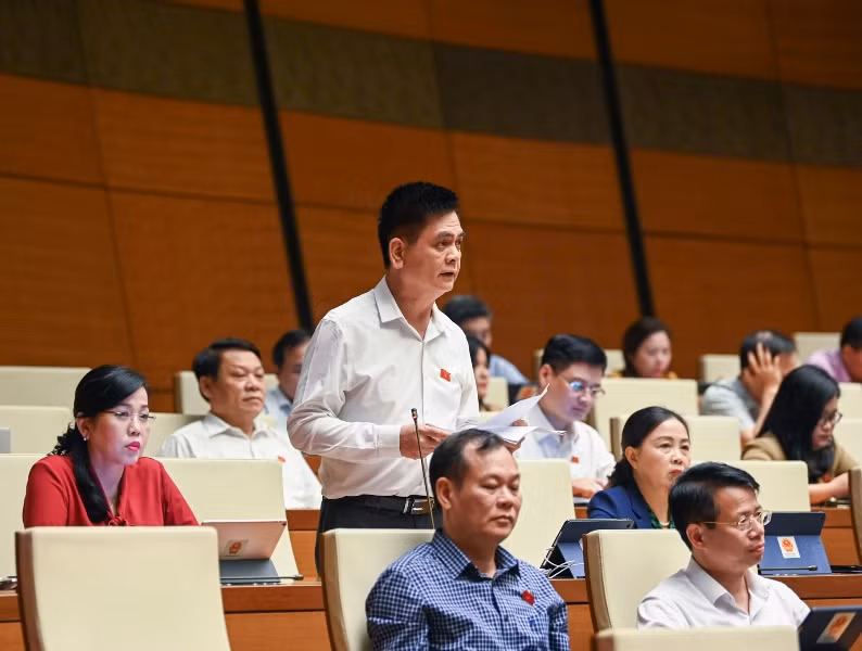 Đại biểu Nguyễn Lâm Thành (Thái Nguyên) phát biểu thảo luận. (Ảnh: DUY LINH)