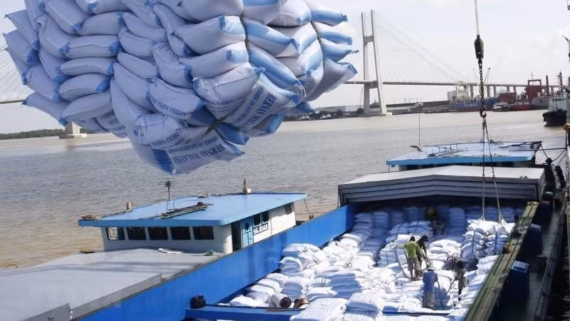 Bốc xếp gạo xuất khẩu tại cảng Sài Gòn. (Ảnh: TTXVN)