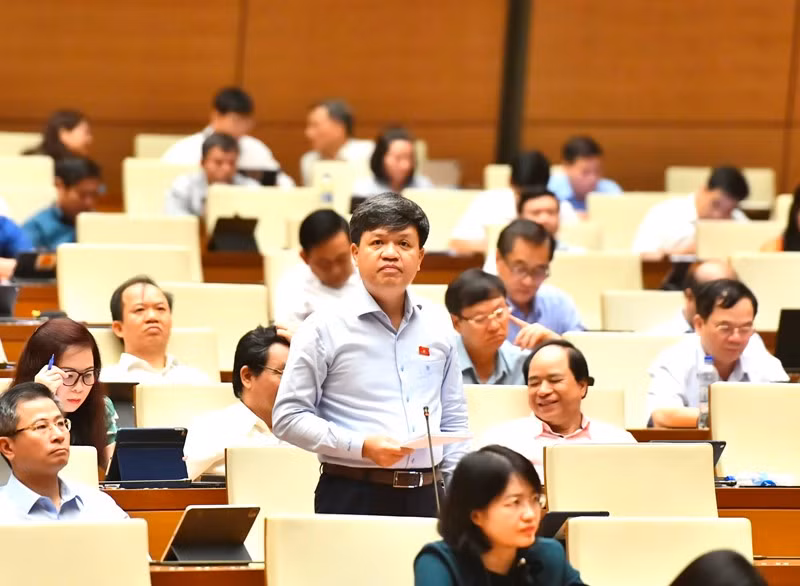 Đại biểu Tạ Đình Thi - Đoàn đại biểu Quốc hội TP Hà Nội phát biểu. (Ảnh: ĐĂNG KHOA)