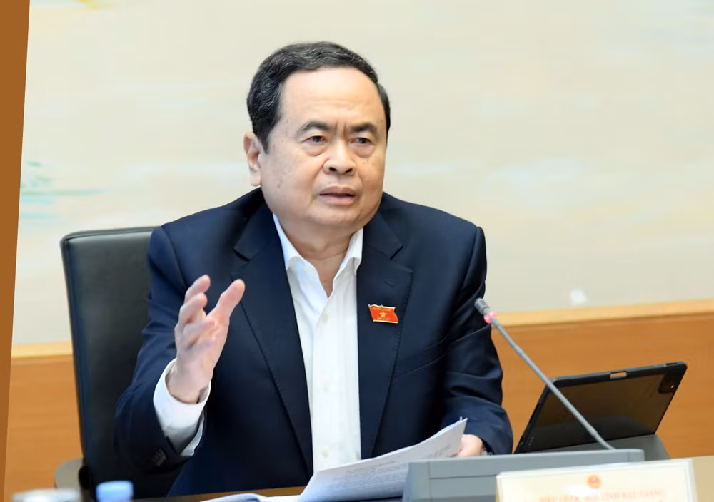 Chủ tịch Quốc hội Trần Thanh Mẫn phát biểu tại phiên họp. (Ảnh: DUY LINH)