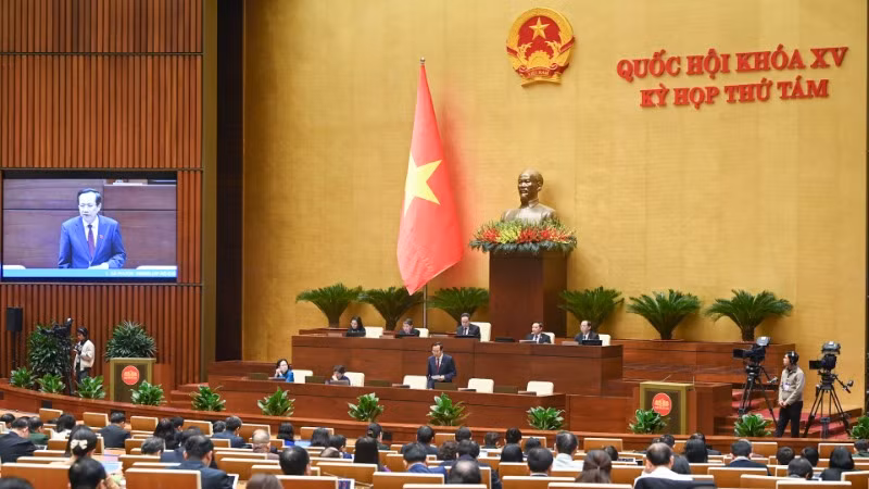 Bộ trưởng Lao động-Thương binh và Xã hội Đào Ngọc Dung giải trình, làm rõ một số vấn đề đại biểu Quốc hội nêu. (Ảnh: DUY LINH)