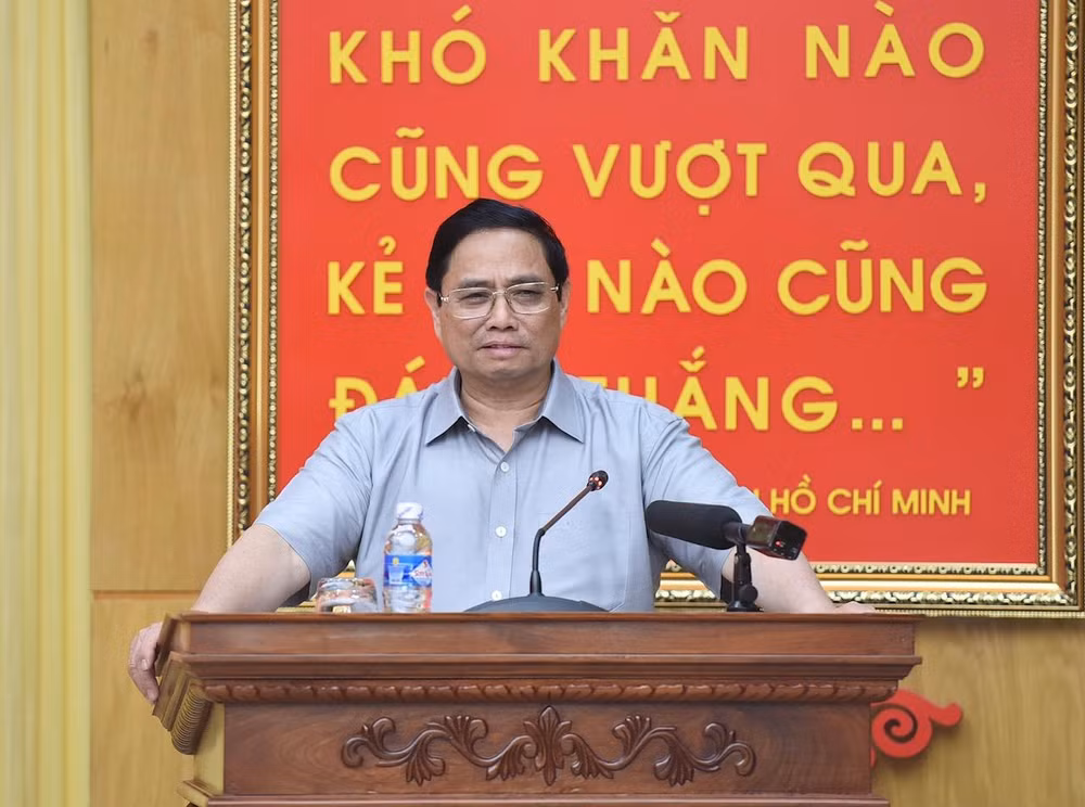 Thủ tướng Chính phủ Phạm Minh Chính phát biểu tại buổi làm việc. (Ảnh: TRẦN HẢI) Thủ tướng Chính phủ Phạm Minh Chính phát biểu tại buổi làm việc. (Ảnh: TRẦN HẢI)