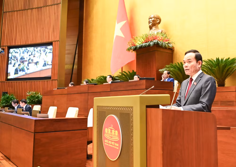 Phó Thủ tướng Chính phủ Trần Lưu Quang trình bày báo cáo. (Ảnh: DUY LINH)