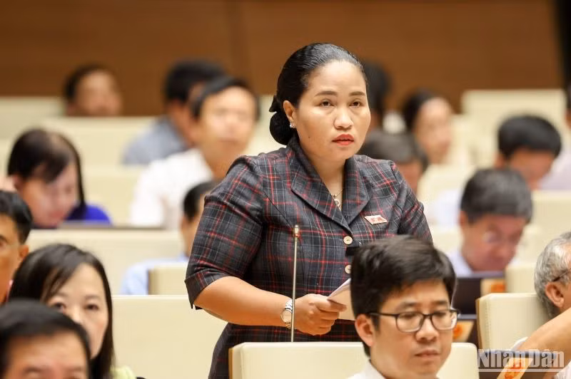 Đại biểu Chamaléa Thị Thủy - Đoàn đại biểu Quốc hội tỉnh Ninh Thuận phát biểu. (Ảnh: DUY LINH) Đại biểu Chamaléa Thị Thủy - Đoàn đại biểu Quốc hội tỉnh Ninh Thuận phát biểu. (Ảnh: DUY LINH)