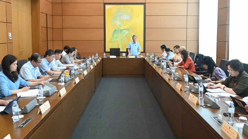 Quang cảnh thảo luận tại Tổ 8, chiều 7/5/2025. (Ảnh: BÙI GIANG)