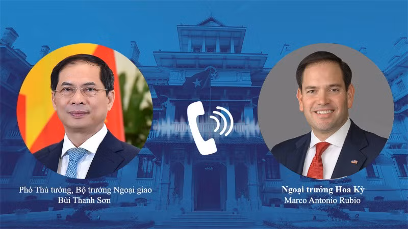 Phó Thủ tướng, Bộ trưởng Ngoại giao Bùi Thanh Sơn điện đàm với Ngoại trưởng Hoa Kỳ Marco Rubio. (Ảnh: Báo Thế giới & Việt Nam)